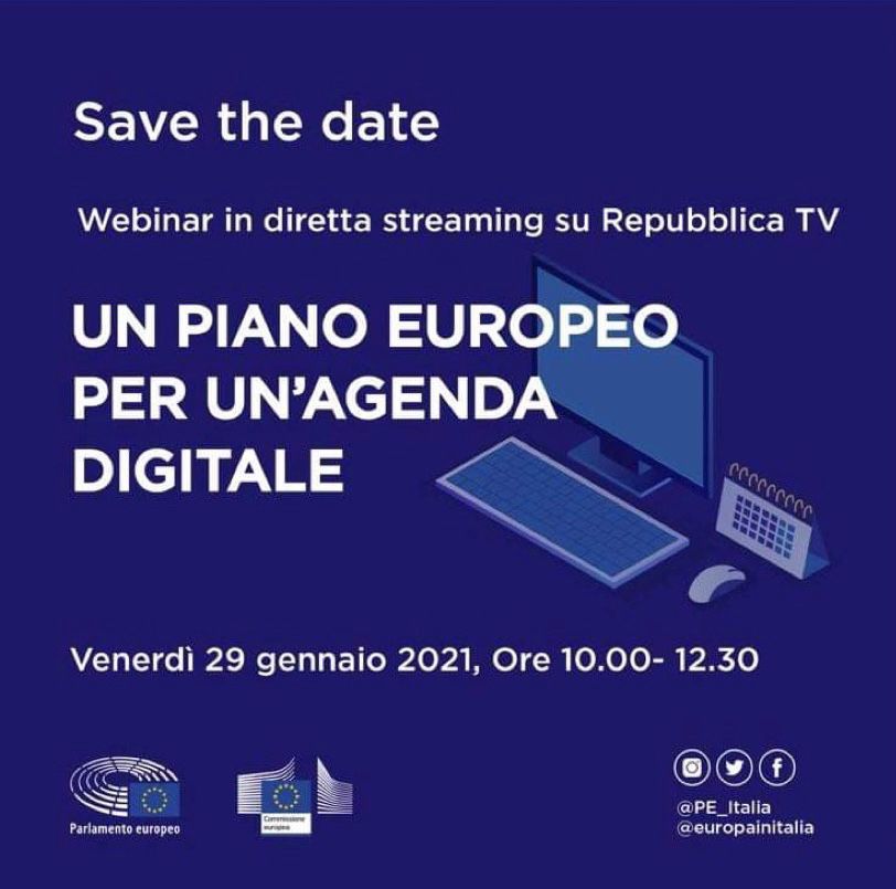 Un piano europeo per un’agenda digitale italiana: webinar venerdì 29 gennaio ore 10.00-12.30