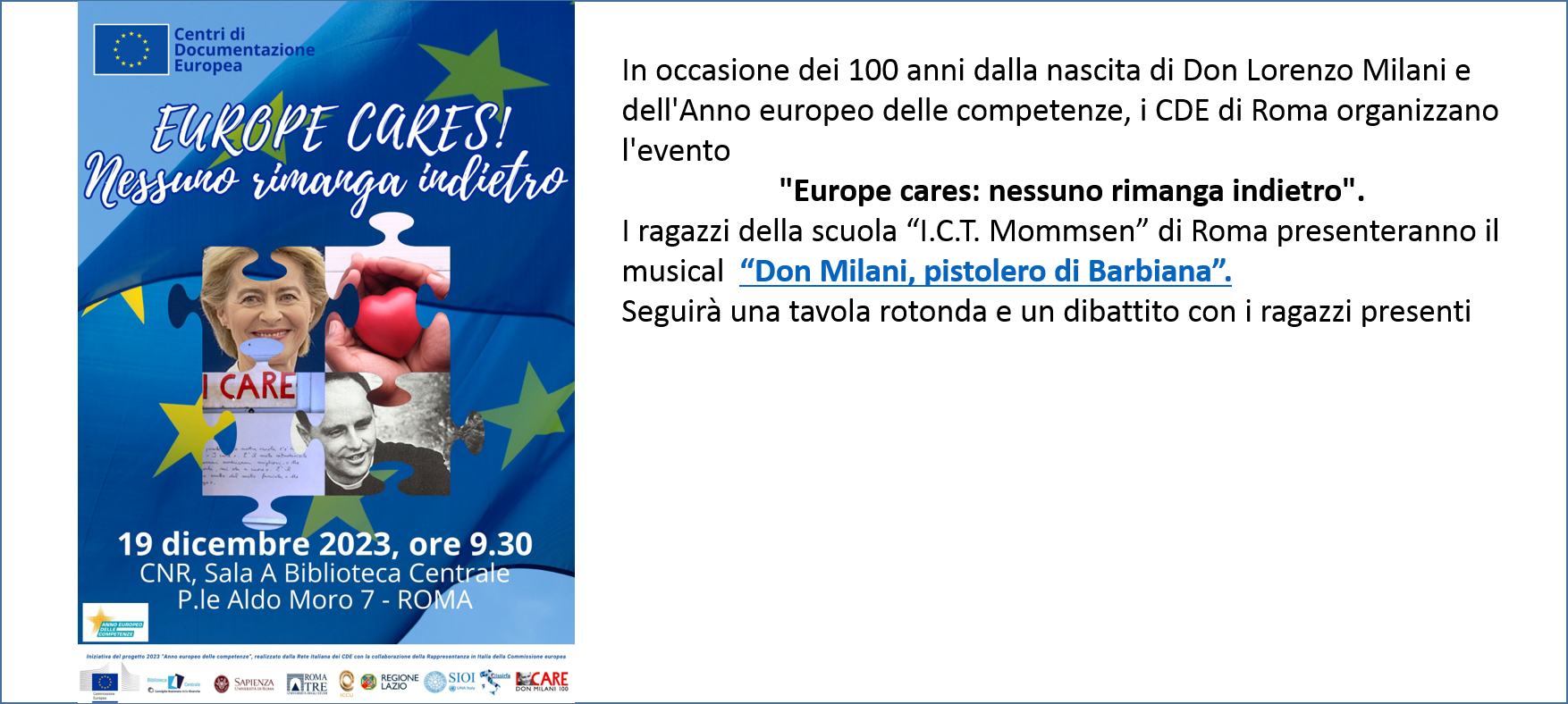 Europe cares! Nessuno rimanga indietro